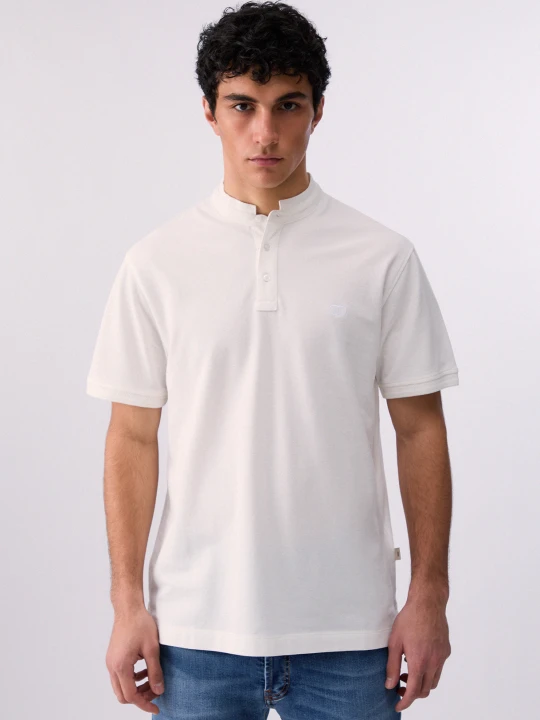 Zdjęcie produktu Liu Jo Pique Polo-shirt With Mandarin Collar biały