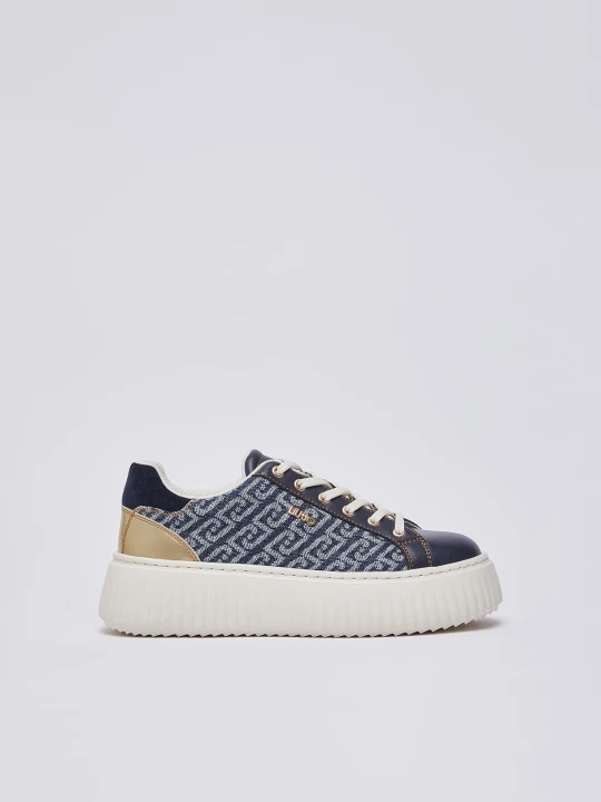 Zdjęcie produktu Liu Jo Platform Sneakers In Monogram Denim Dark Blue