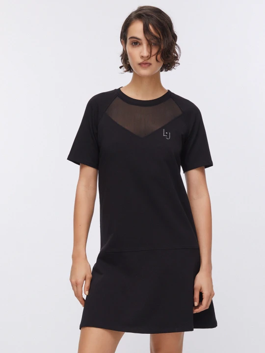 Zdjęcie produktu Liu Jo Plush Dress With Mesh Details czarny