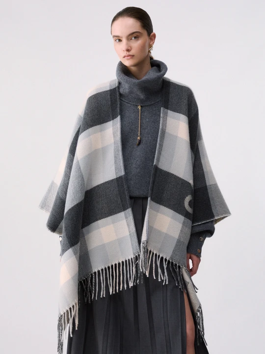 Zdjęcie produktu Liu Jo Poncho Checked Jacquard Anthracite