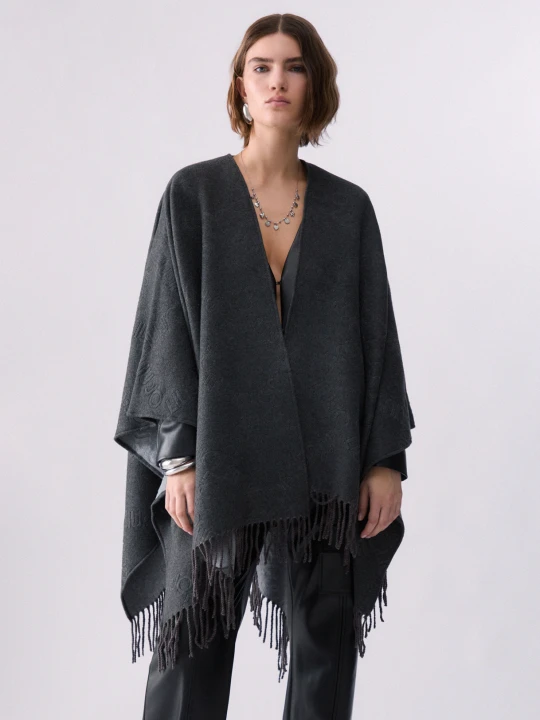 Zdjęcie produktu Liu Jo Poncho With Embossed Logo Anthracite