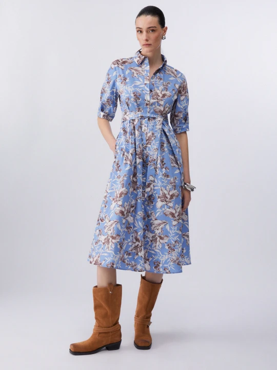Zdjęcie produktu Liu Jo Poplin Midi Dress Light Blue With Print