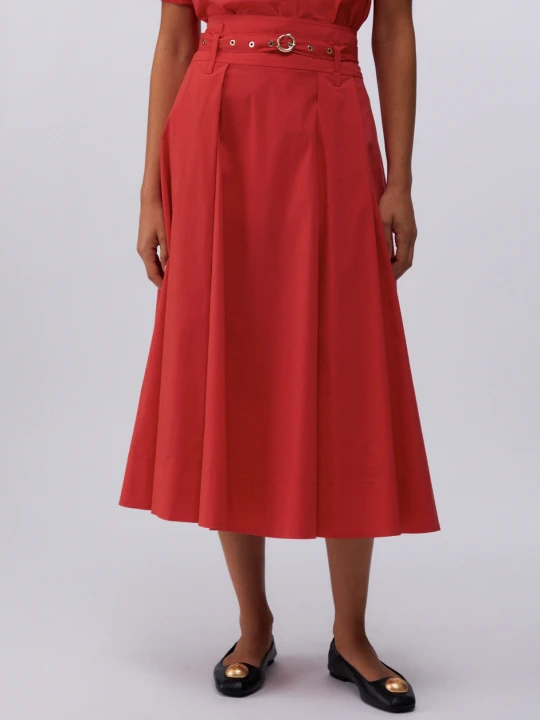 Zdjęcie produktu Liu Jo Poplin Midi Skirt czerwony