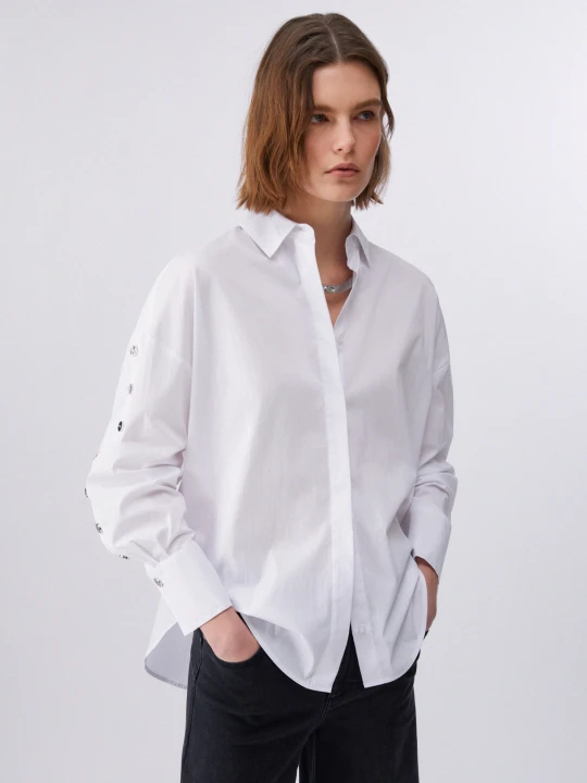 Zdjęcie produktu Liu Jo Poplin Shirt With Studs biały