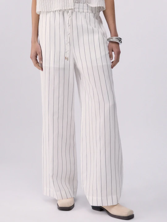 Zdjęcie produktu Liu Jo Linen-blend Trousers Pinstripe White