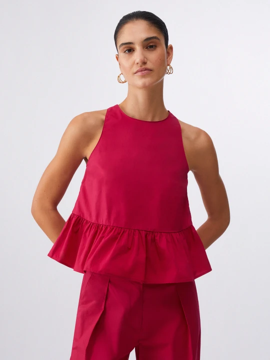 Zdjęcie produktu Liu Jo Poplin Top With Bow czerwony