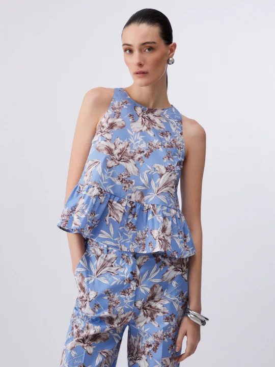 Zdjęcie produktu Liu Jo Poplin Top With Bow Light Blue With Print