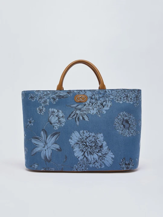 Zdjęcie produktu Liu Jo Printed Denim Tote Bag Floral Denim