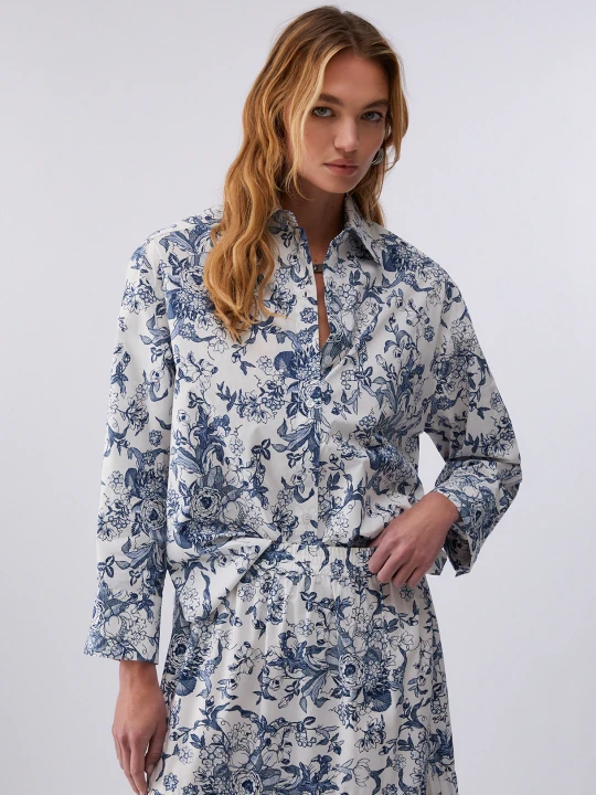 Zdjęcie produktu Liu Jo Printed Poplin Shirt niebieski
