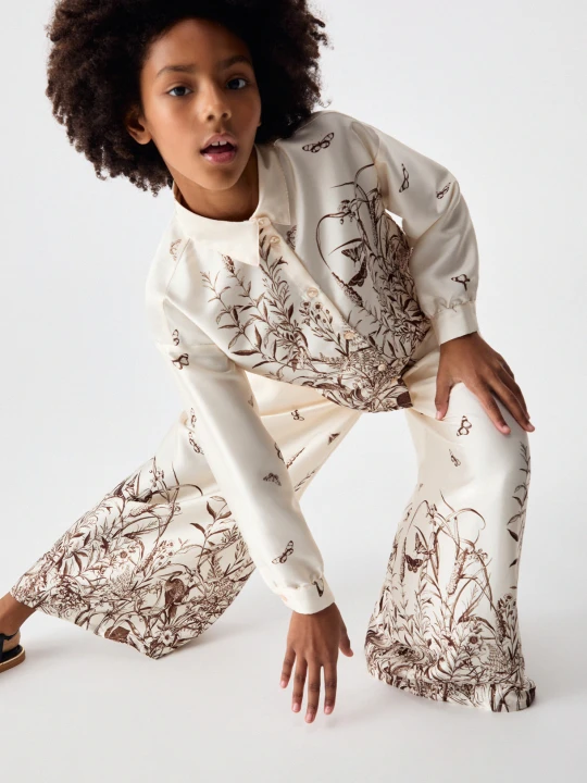 Zdjęcie produktu Liu Jo Printed Satin Palazzo Trousers Cream