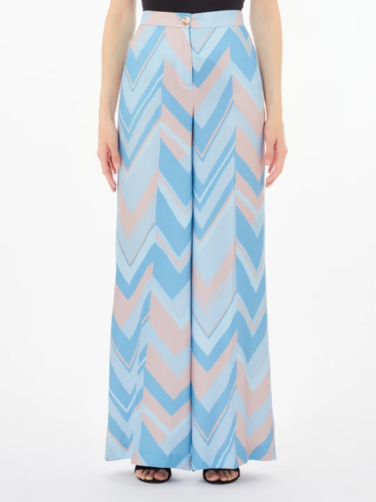 Zdjęcie produktu Liu Jo Printed Twill Palazzo Trousers Light Blue