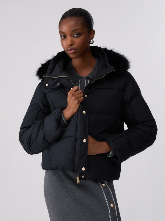 Zdjęcie produktu Liu Jo Quilted Down Jacket With Teddy Collar czarny