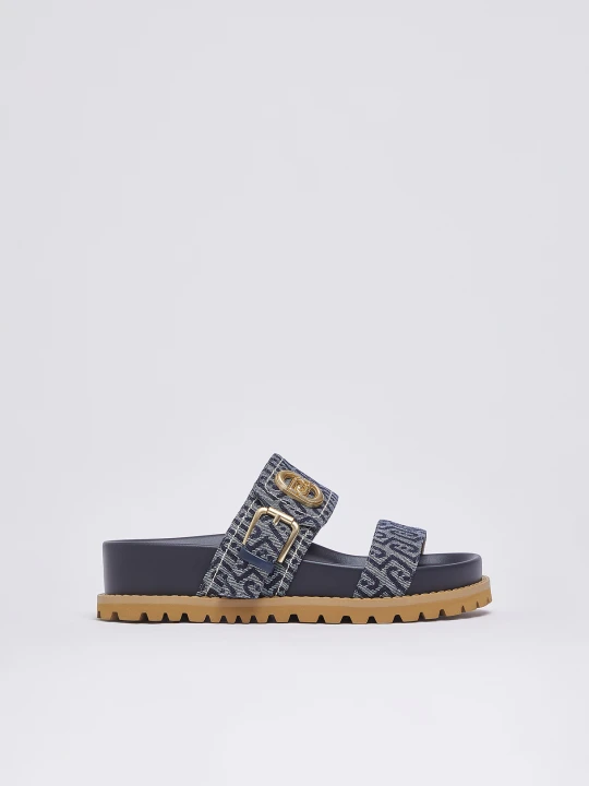 Zdjęcie produktu Liu Jo Sandals With All-over Monogram Dark Blue