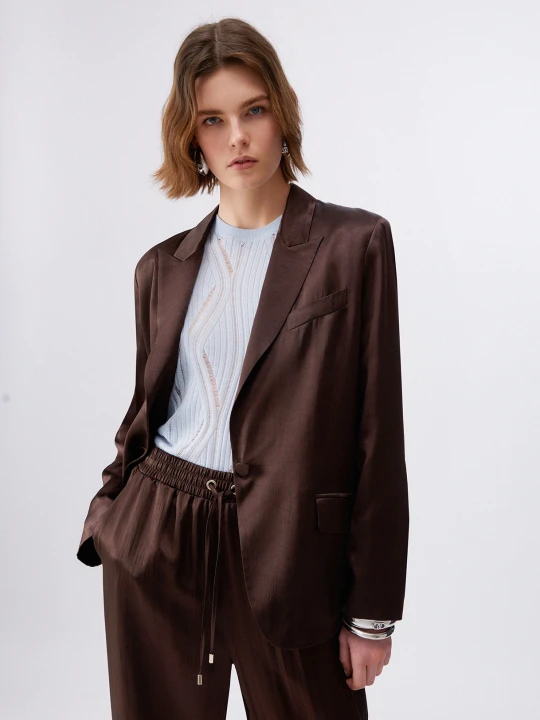 Zdjęcie produktu Liu Jo Satin Blazer With Belt brązowy