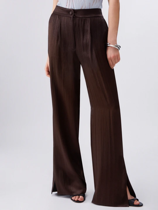 Zdjęcie produktu Liu Jo Satin Trousers With Slits brązowy