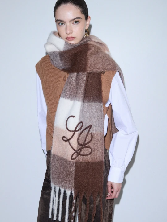 Zdjęcie produktu Liu Jo Scarf Checked Garzata beżowy