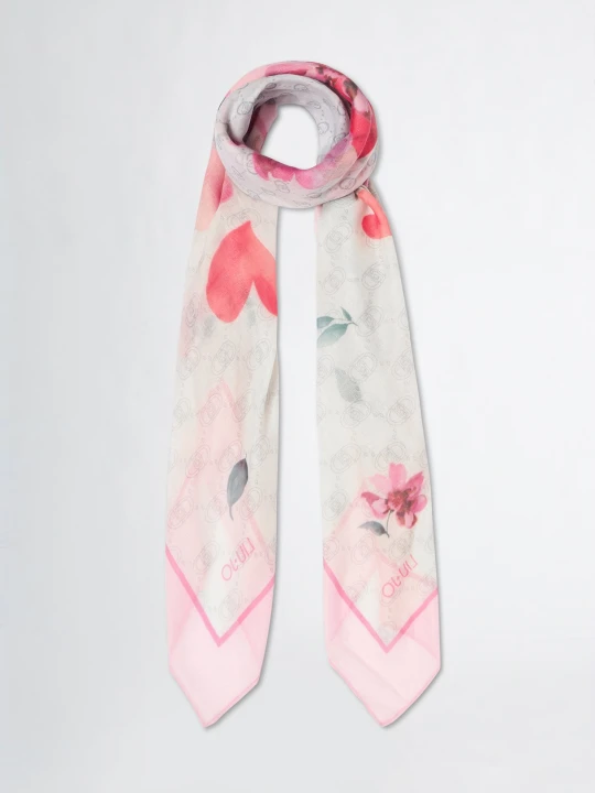 Zdjęcie produktu Liu Jo Scarf With Floral Print And Logo różowy