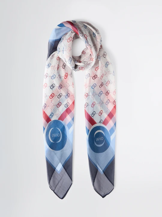 Zdjęcie produktu Liu Jo Scarf With Logo Print niebieski