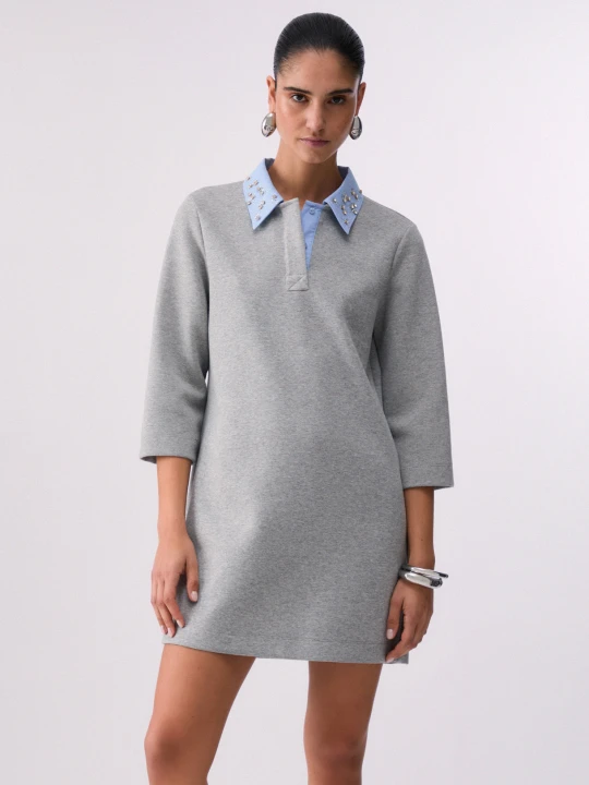 Zdjęcie produktu Liu Jo Scuba Dress With Bejewelled Embellishment szary
