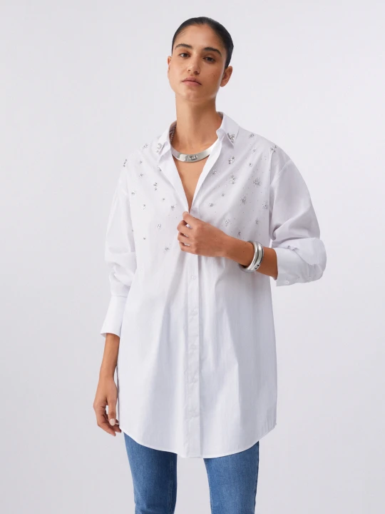 Zdjęcie produktu Liu Jo Shirt Dress With Bejewelled Embellishment biały