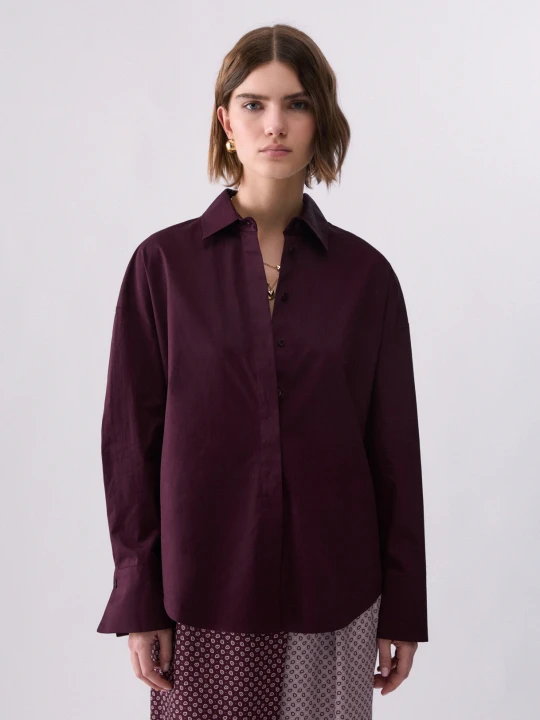 Zdjęcie produktu Liu Jo Shirt With Jacquard Satin Insert Aubergine