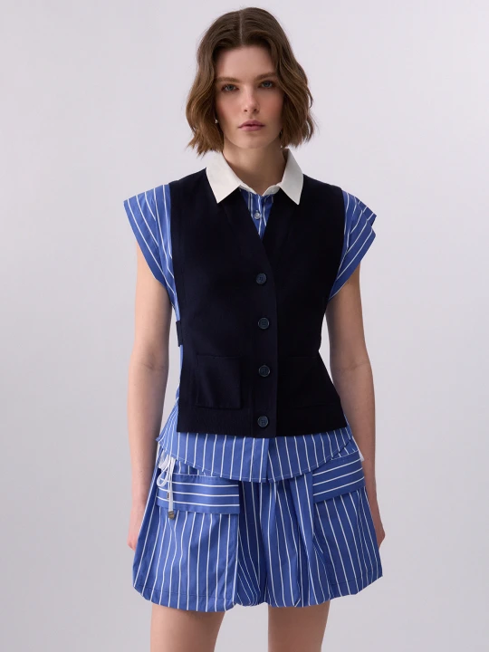 Zdjęcie produktu Liu Jo Shirt With Knit Inserts niebieski