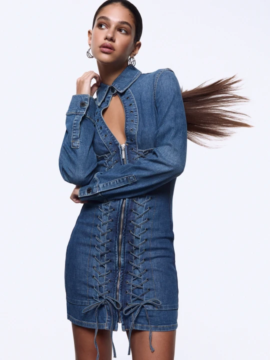 Zdjęcie produktu Liu Jo Short Denim Dress With Ties Blue Denim