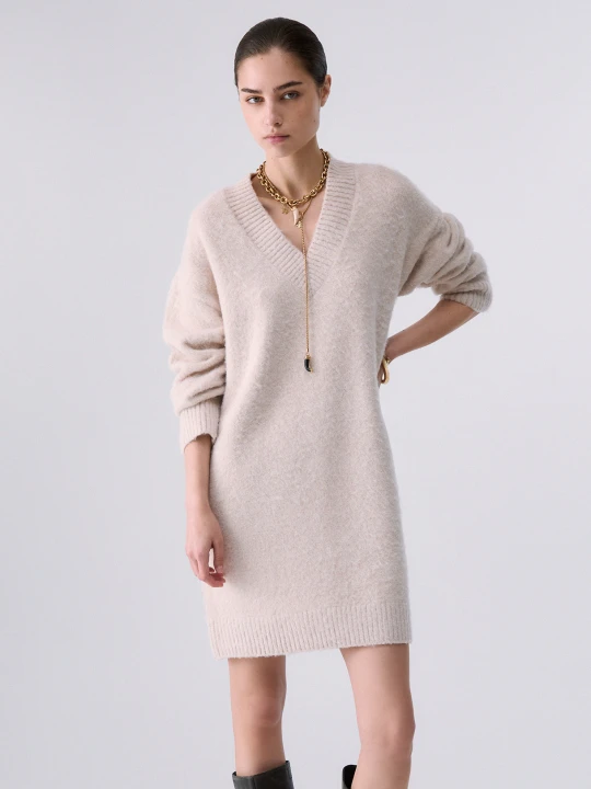 Zdjęcie produktu Liu Jo Short Dress In Brushed Wool beżowy