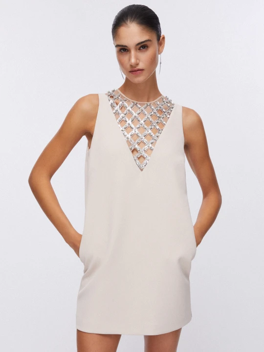 Zdjęcie produktu Liu Jo Short Dress With Bejewelled Embellishment biały