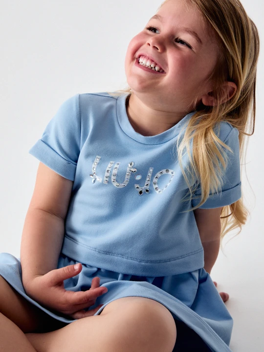 Zdjęcie produktu Liu Jo Short Dress With Bejewelled Logo Light Blue