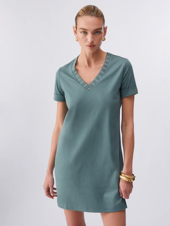 Zdjęcie produktu Liu Jo Short Dress With Decorative Eyelets Khaki Green