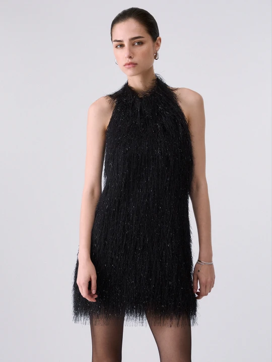 Zdjęcie produktu Liu Jo Short Dress With Frayed Fabric czarny
