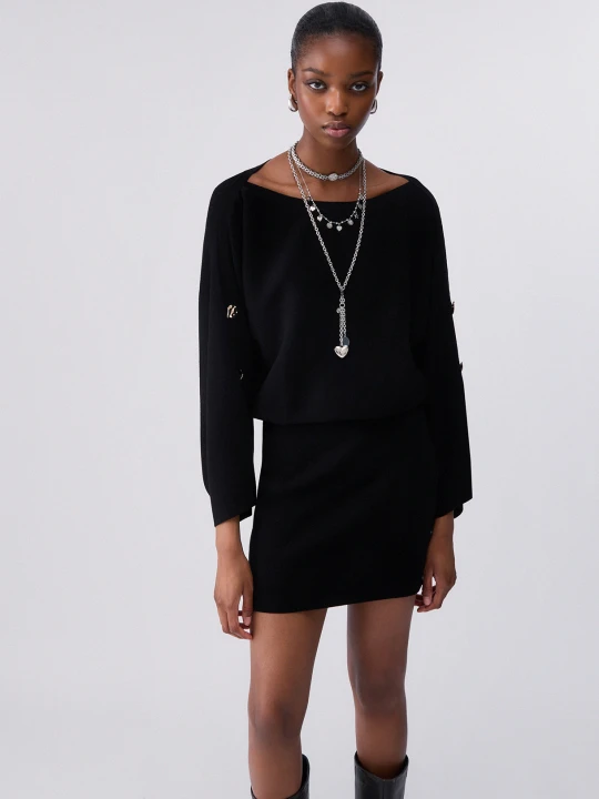 Zdjęcie produktu Liu Jo Short Dress With Jewel Buttons czarny