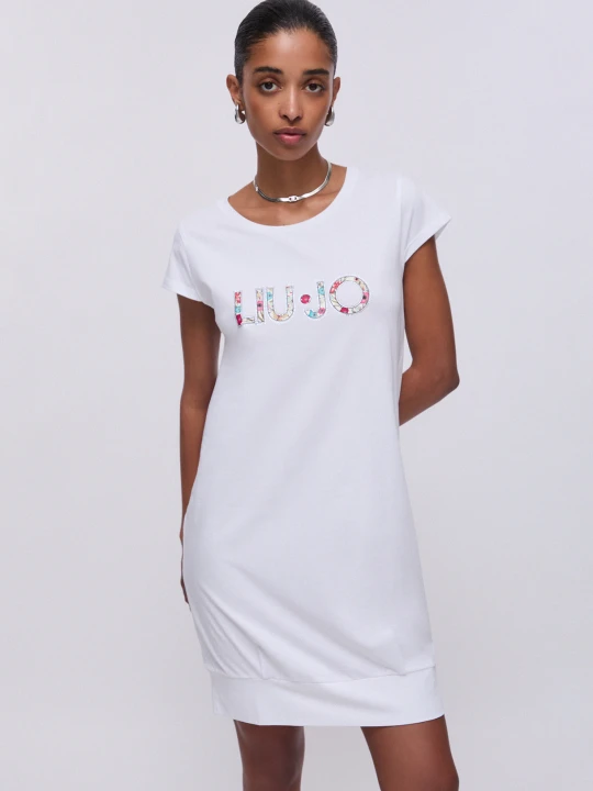 Zdjęcie produktu Liu Jo Short Dress With Maxi-logo biały