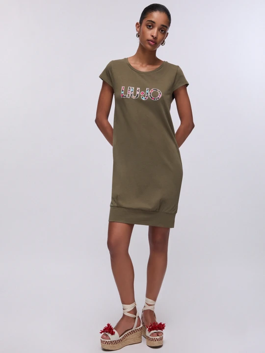 Zdjęcie produktu Liu Jo Short Dress With Maxi-logo zielony