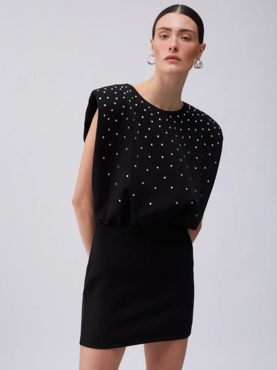 Zdjęcie produktu Liu Jo Short Dress With Rhinestones czarny