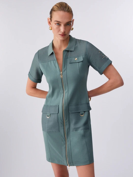 Zdjęcie produktu Liu Jo Short Dress With Zip Khaki Green
