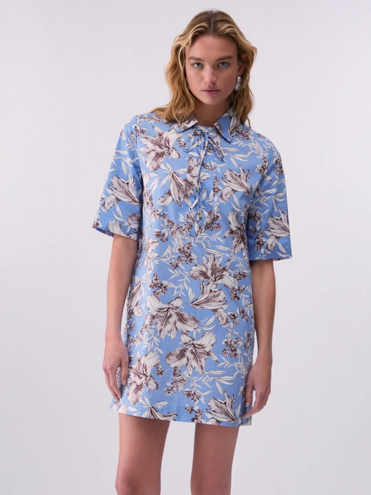 Zdjęcie produktu Liu Jo Short Poplin Dress Light Blue With Print