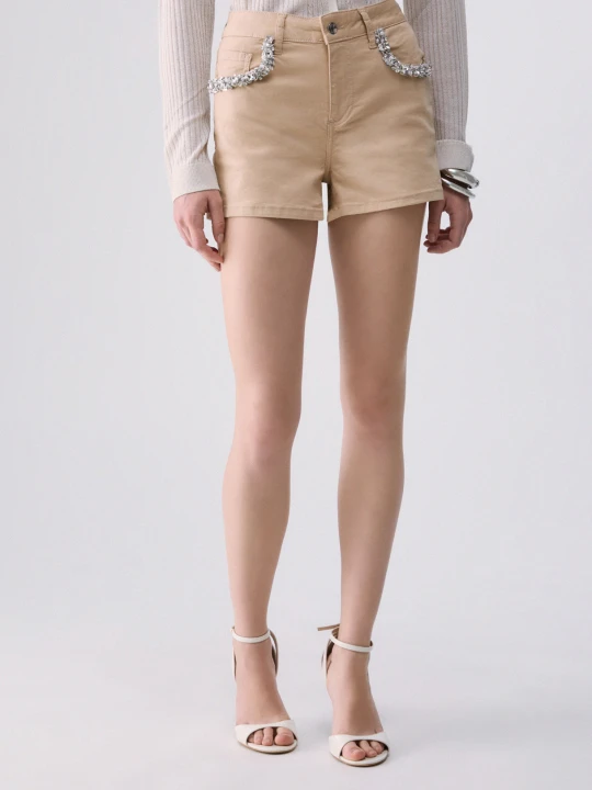 Zdjęcie produktu Liu Jo Shorts With Bejewelled Appliqués beżowy