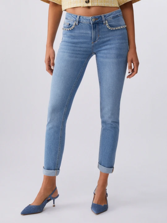 Zdjęcie produktu Liu Jo Skinny Jeans With Bejewelled Embellishment Light Denim