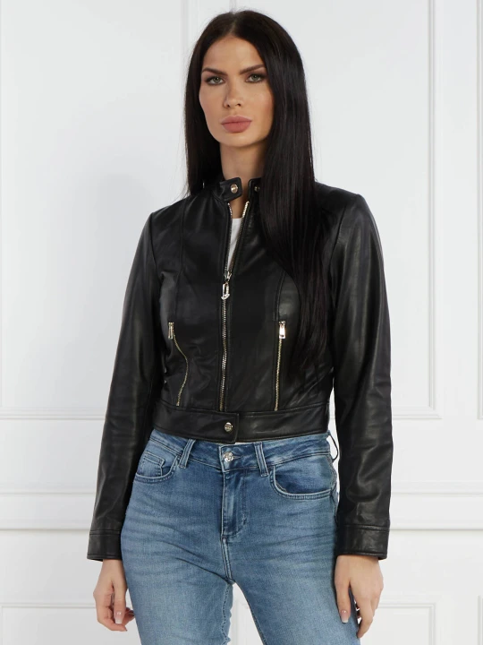 Zdjęcie produktu Liu Jo Skórzana kurtka | Cropped Fit czarny