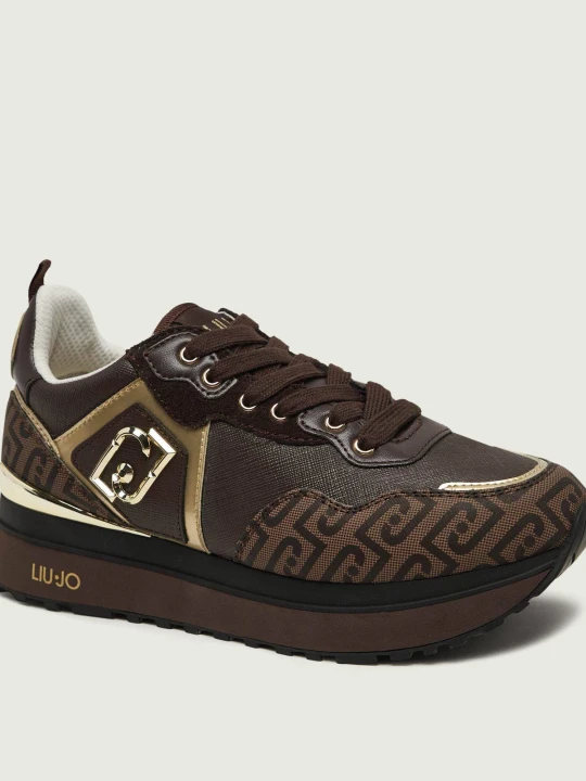Zdjęcie produktu Liu Jo Skórzane sneakersy Maxi Wonder 01 | zamsz brązowy