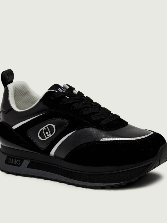 Zdjęcie produktu Liu Jo Skórzane sneakersy Maxi Wonder 97 | zamsz czarny