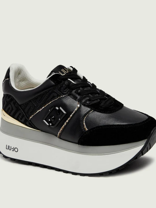 Zdjęcie produktu Liu Jo Skórzane sneakersy Maxi Wonder Plus 02 | zamsz czarny