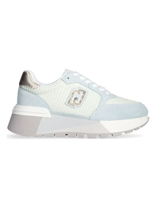 Zdjęcie produktu Liu Jo Skórzane sneakersy w kolorze kremowo-błękitnym rozmiar: 40