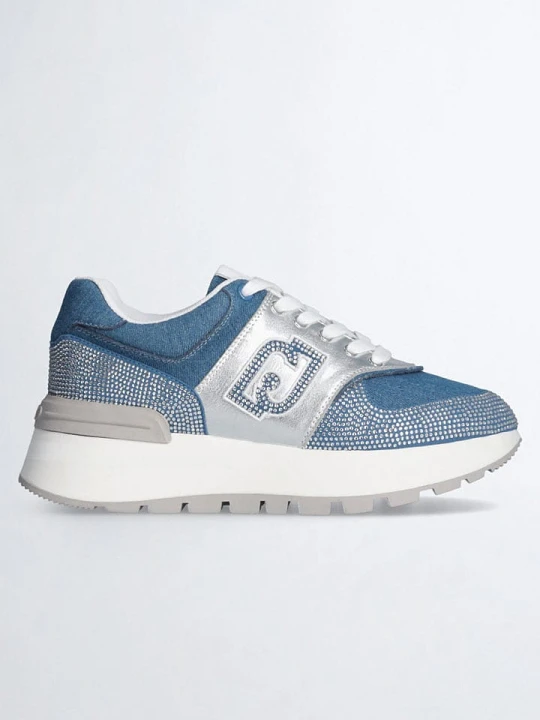 Zdjęcie produktu Liu Jo Skórzane sneakersy w kolorze niebiesko-srebrnym rozmiar: 39