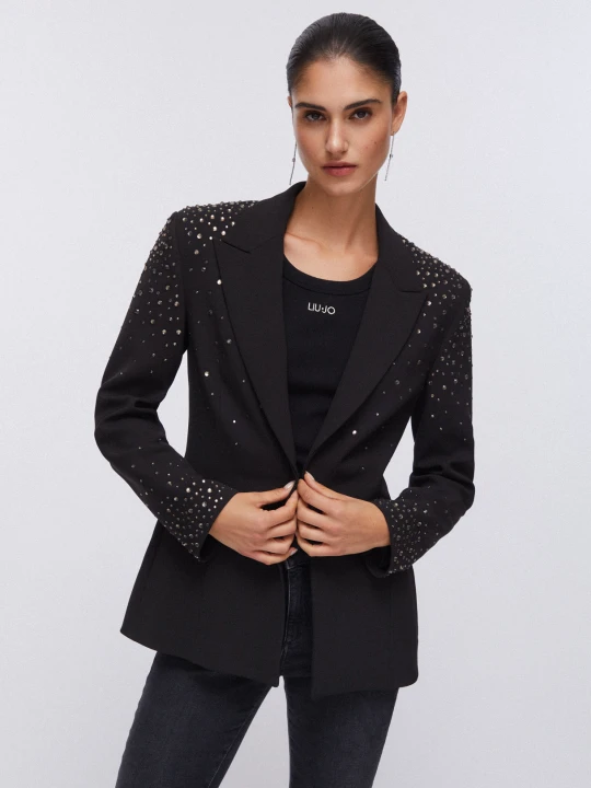 Zdjęcie produktu Liu Jo Slim Fit Blazer With Jewel Embroidery czarny