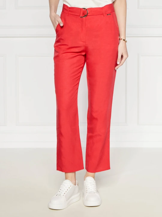 Zdjęcie produktu Liu Jo Spodnie chino + pasek | Regular Fit | z dodatkiem lnu czerwony