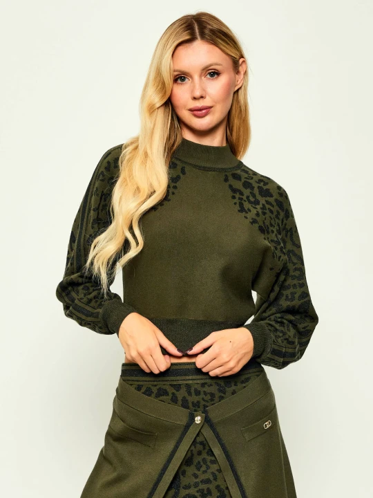 Zdjęcie produktu Liu Jo Sport Półgolf | Cropped Fit oliwkowy