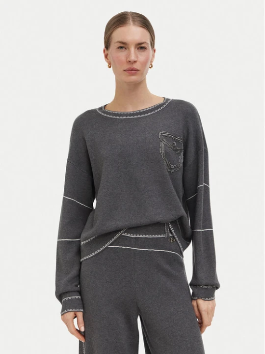 Zdjęcie produktu Liu Jo Sport Sweter TF6180 MS59L Szary ciemny Regular Fit
